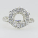 Sterling Silver Semi Mount Ring Setting Round RD 8x8mm White Topaz - Syzjewelry